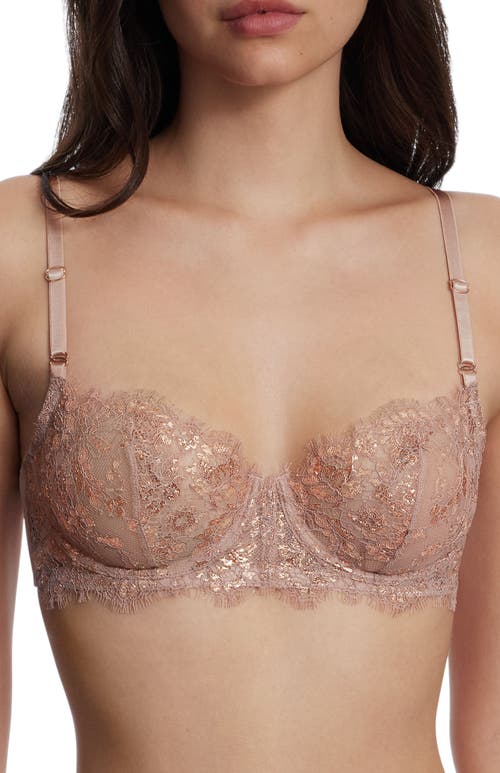 Skarlett Blue Entice Lace Balconette Underwire Bra in Romance/rose Gold 