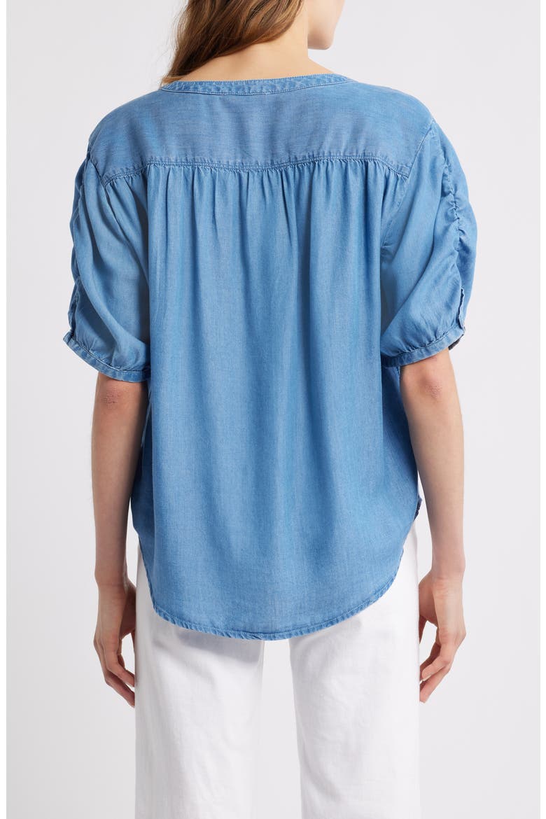 Deja Short Sleeve Denim Shirt, Alternate, color, MEDIUM WASH
