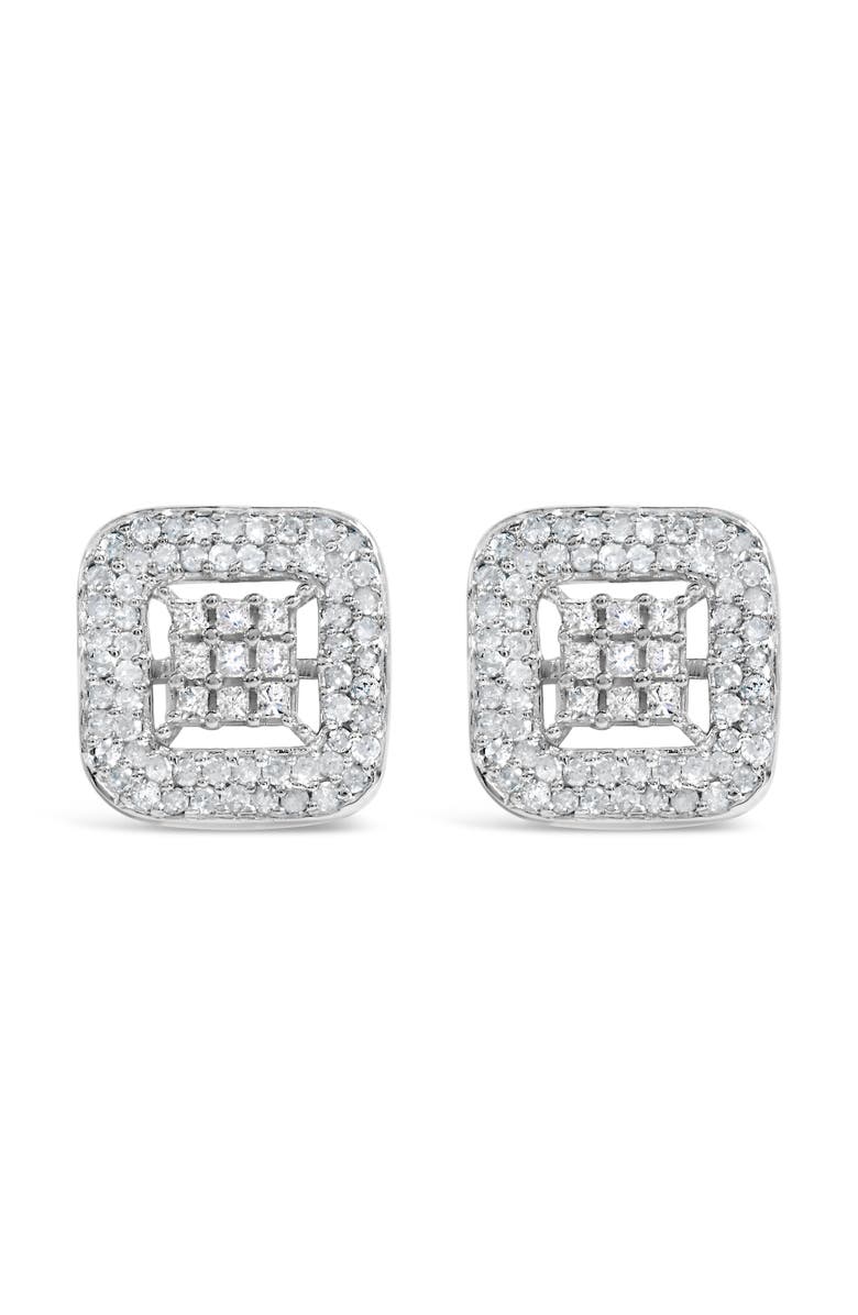 Haus of Brilliance 10K White Gold 1.00 Cttw Diamond Composite and Halo Stud Earrings, Main, color, White
