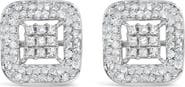 Haus of Brilliance 10K White Gold 1.00 Cttw Diamond Composite and Halo Stud Earrings