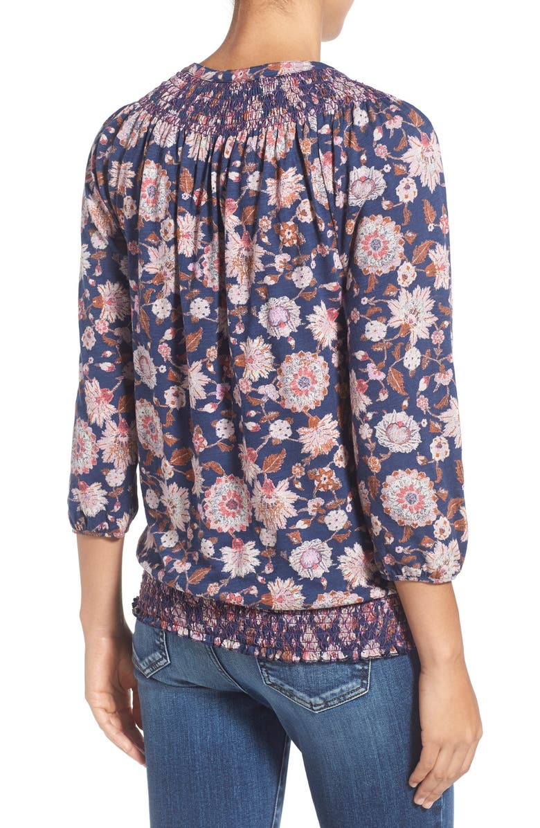 Lucky Brand Floral Print Blouson Top, Alternate, color, 