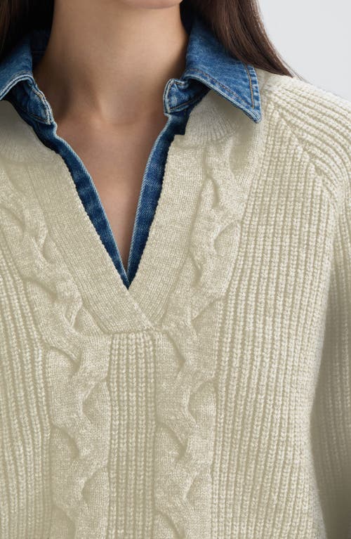 Nvlt Denim Collar Shaker Knit Sweater In Neutral
