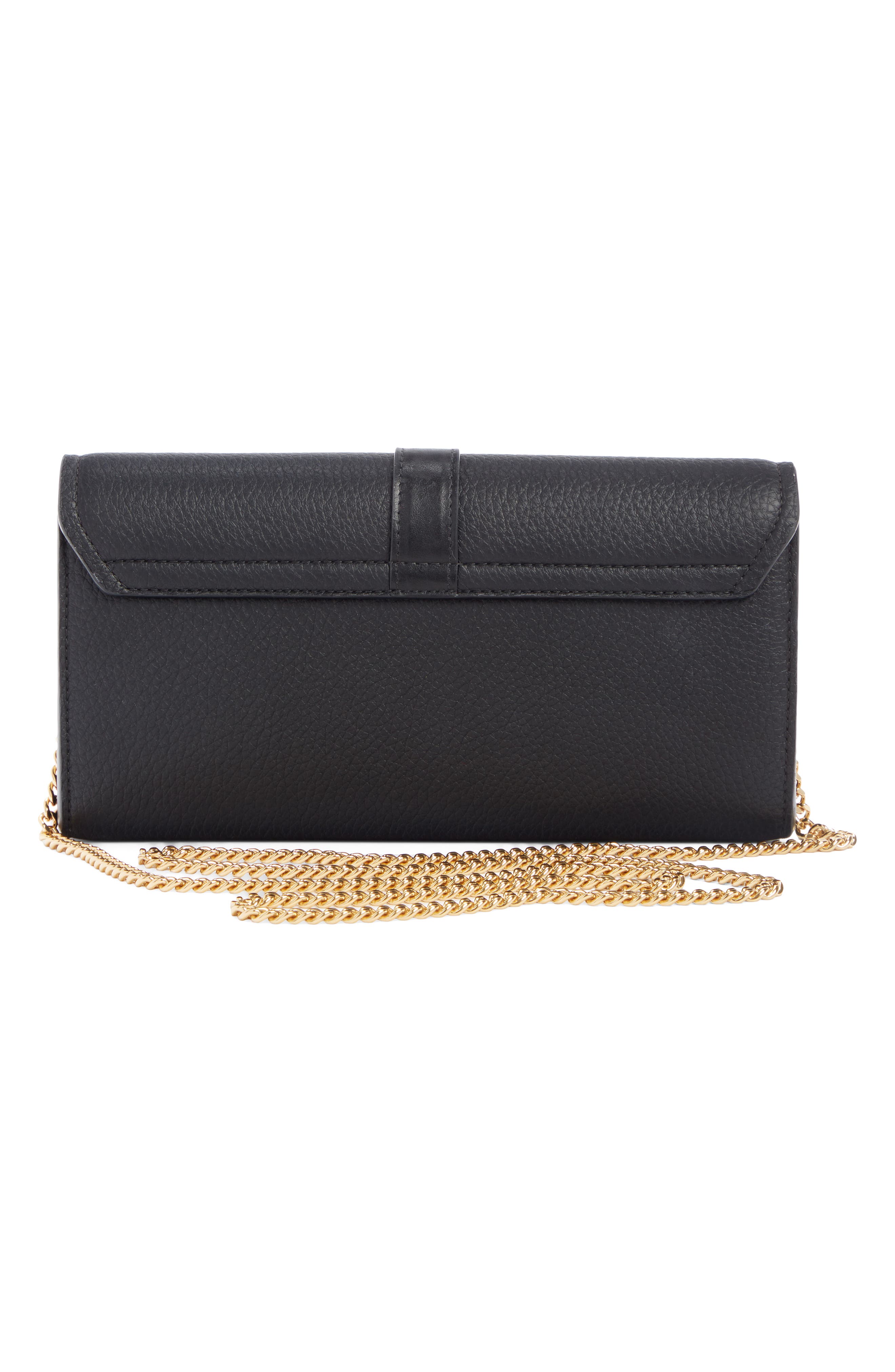Aby Long Leather Wallet on a Chain, Alternate, color, BLACK