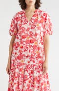 Caslon® Split Neck Puff Sleeve Cotton Gauze Top