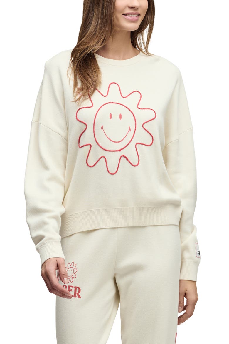 Smiley Sun Stars CozyChic Ultra Lite® Sweatshirt, Main, color, CREAM-LIGHT POPPY RED