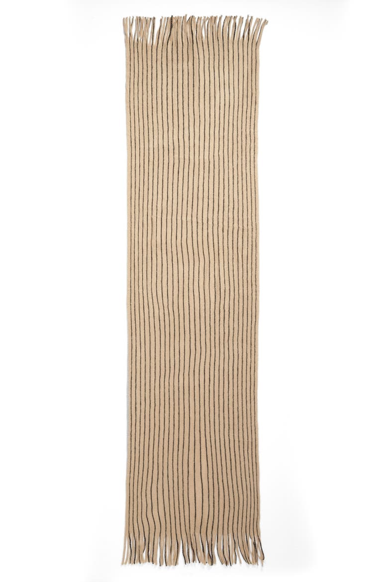Fringed Stripe Scarf, Alternate, color, KHAKI