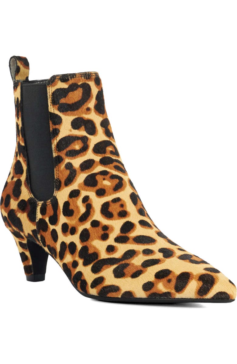 Dune London Obvious Genuine Calf Hair Pointed Toe Chelsea Boot, Main, color, Leopard Calf Hair