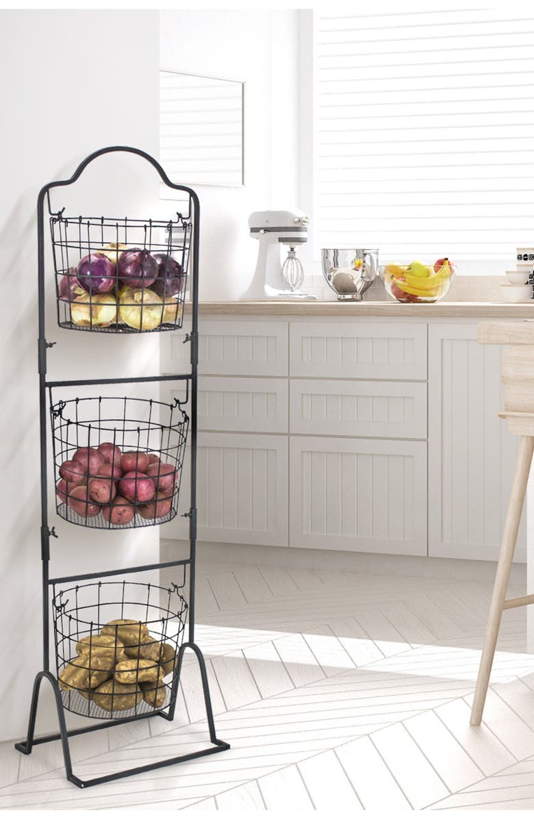 SORBUS Black 3 Tier Hanging Basket, Alternate, color,