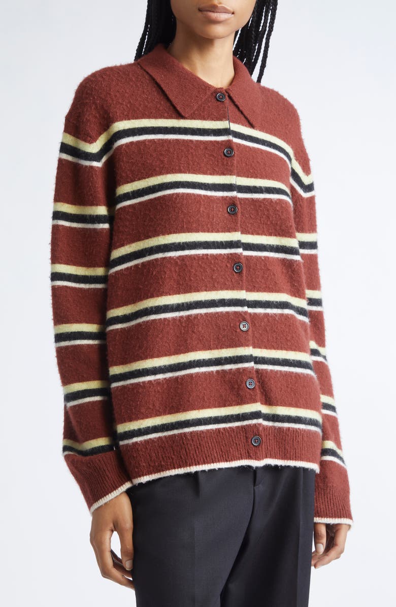 ZANKOV Andrew Stripe Merino Wool & Cashmere Cardigan, Alternate, color, Stripe-Tobacco