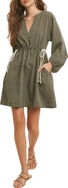 WISHLIST Long Sleeve Drawstring Dress