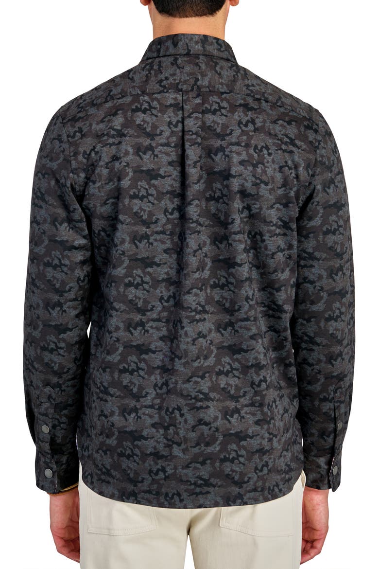 Camo Print Cotton Stretch Shirt Jacket, Alternate, color, CHARCOAL