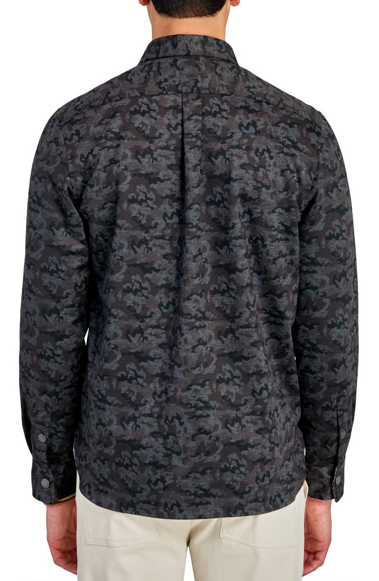 Brooklyn Brigade Camo Print Cotton Stretch Shirt Jacket, Alternate, color, Charcoal