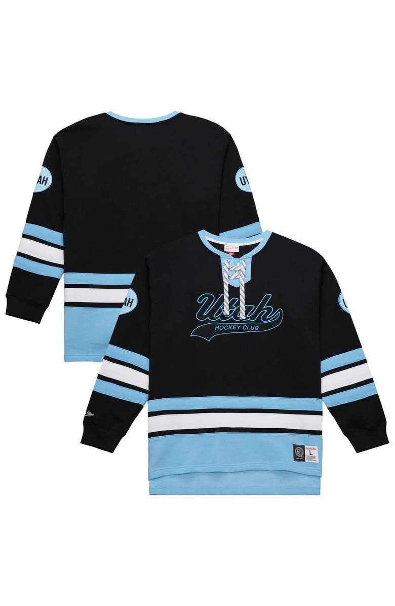 Mitchell & Ness Men's Mitchell & Ness Black Utah Mammoth Heritage Lace-Up Pullover Sweatshirt, Main, color, Black