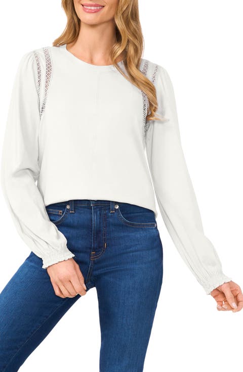 Lace Inset Long Sleeve Jersey Top