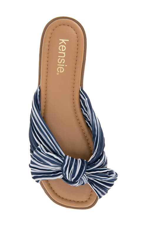 Kensie Renata Bow Slide Sandal In Navy Stripe