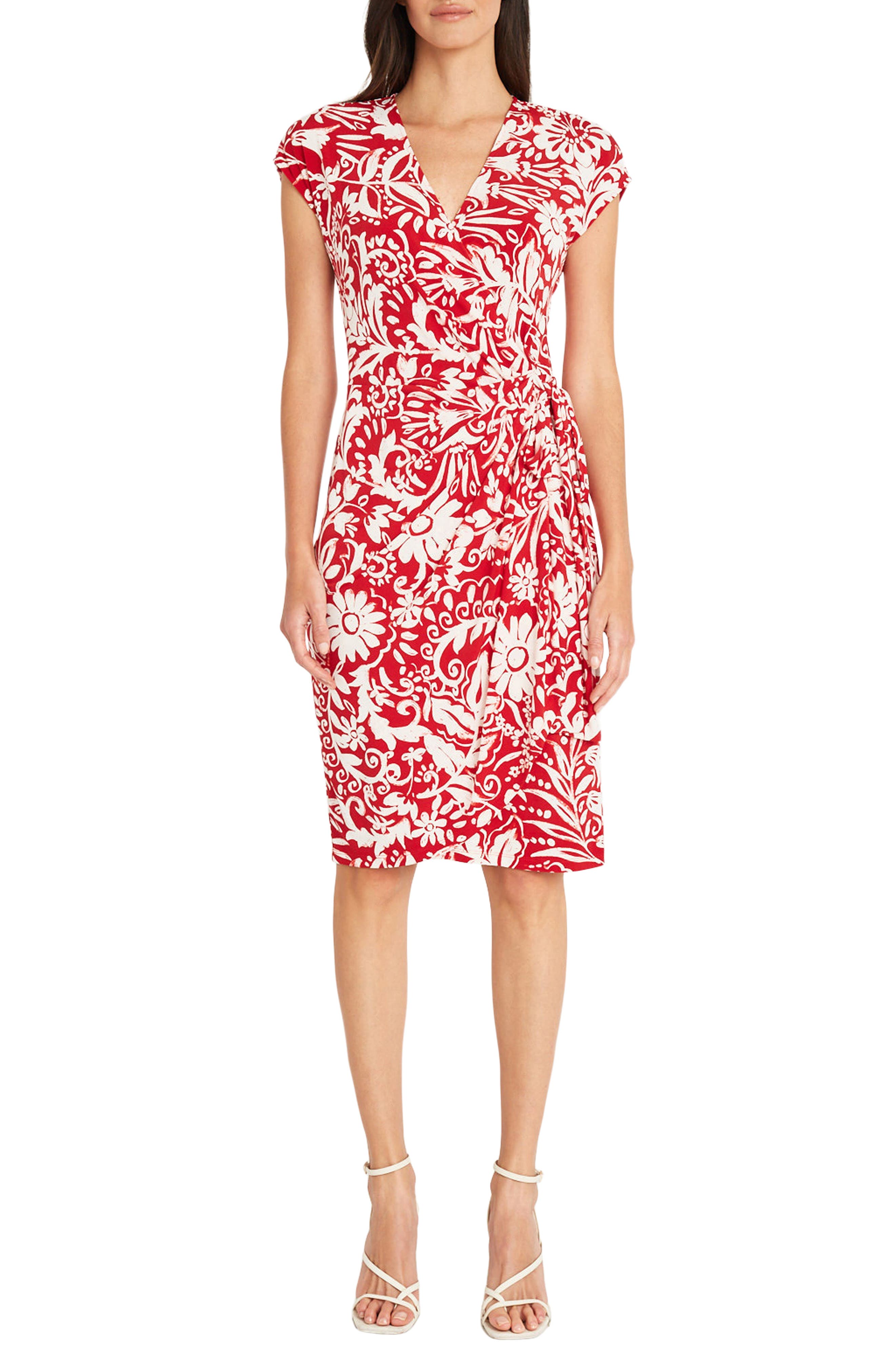 Maggy London Matte Jersey Short Sleeve Wrap Dress