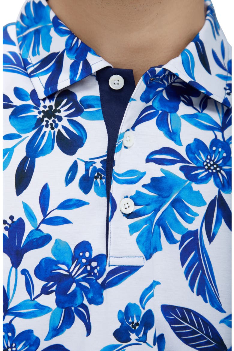 Hendrix Digital Floral Print Pima Cotton Polo, Alternate, color, CLASSIC BLUE