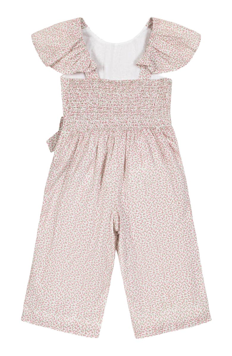 Hope & Henry Girls' Organic Flutter Sleeve Pintuck Jumpsuit, Toddler, Alternate, color, Vintage Petal Ditsy