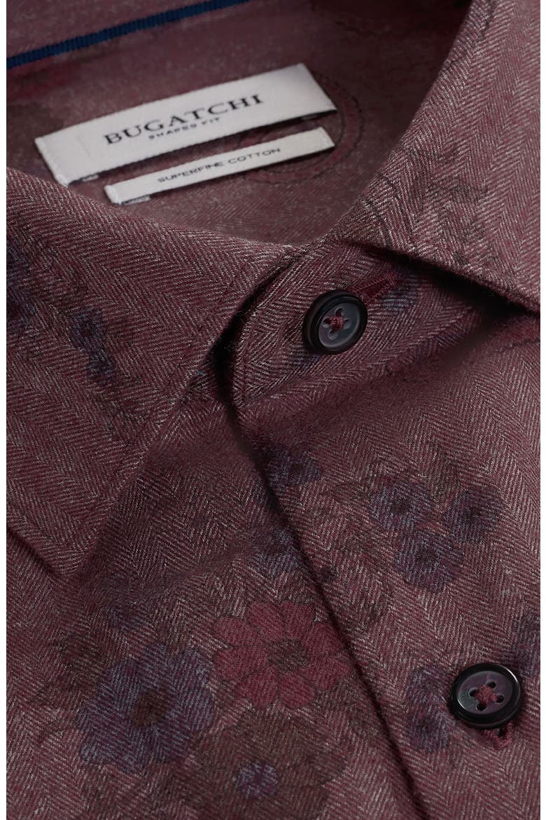 Axel Shaped Fit Floral Paisley Button-Up Shirt, Alternate, color, BURGUNDY
