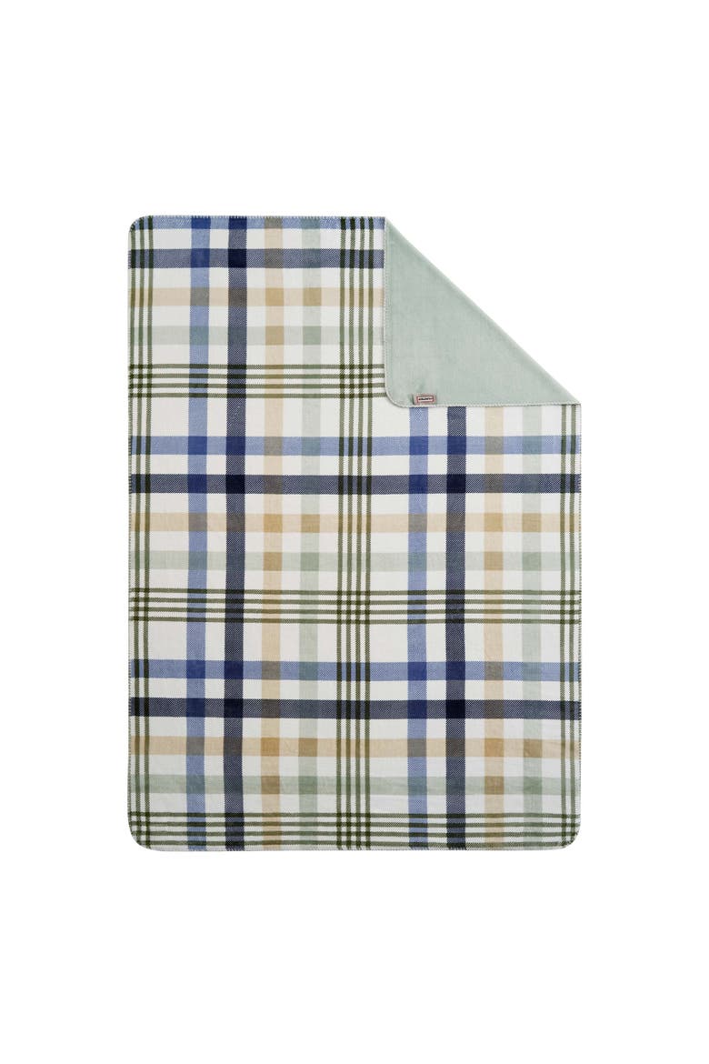 Reversible Plush Throw Blankets, Main, color, Sea Foam Bristol Plaid