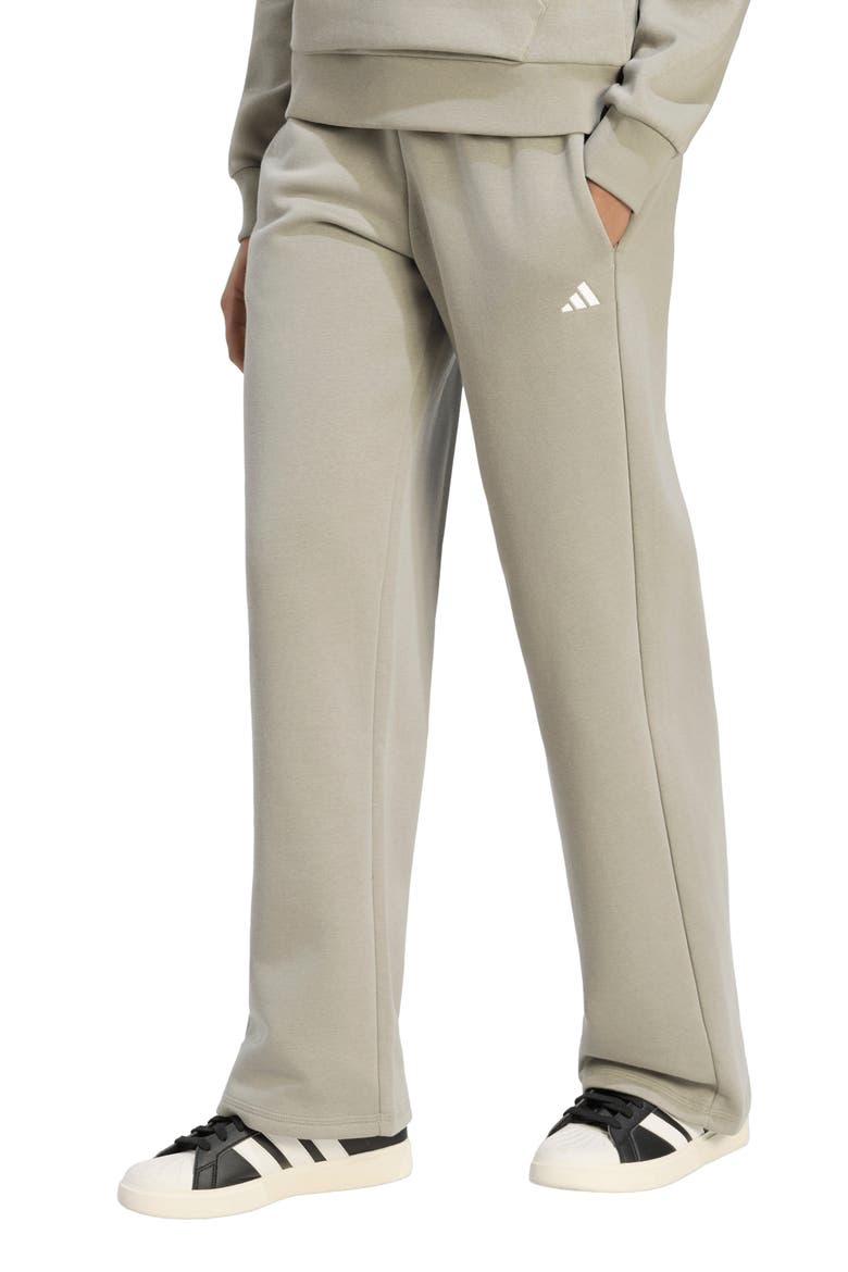 Wide Leg Fleece Joggers, Main, color, SILVER PEBBLE/ WHITE