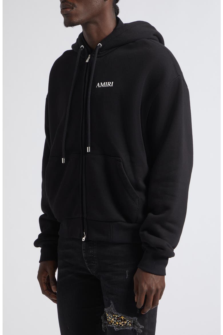 Relaxed Cotton French Terry Zip-Up Hoodie, Alternate, color, BLACK