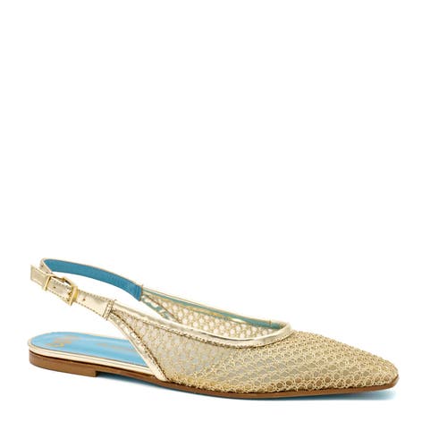 Valentina Rangoni Giulia Sling Bakck Flat In Gold