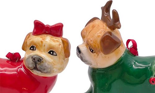 Blue Sky Clayworks Set Of 2 Pug Ornaments In Multi