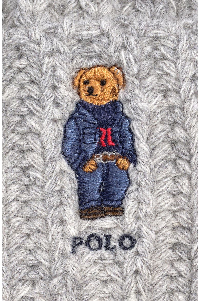Denim Bear Pompom Beanie, Alternate, color, ANDOVER HEATHER