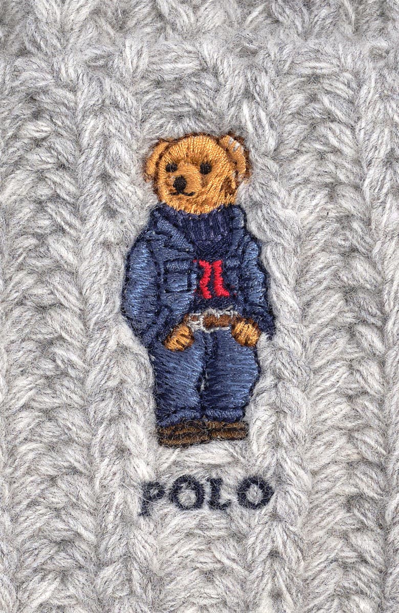 Polo Ralph Lauren Denim Bear Pompom Beanie, Alternate, color, Andover Heather