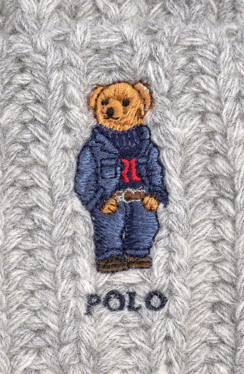 Polo Ralph Lauren Ralph Lauren Pom Pom Denim Bear Beanie In Gray