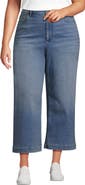 Lands' End Plus Size Denim High Rise Wide Leg Crop Jeans