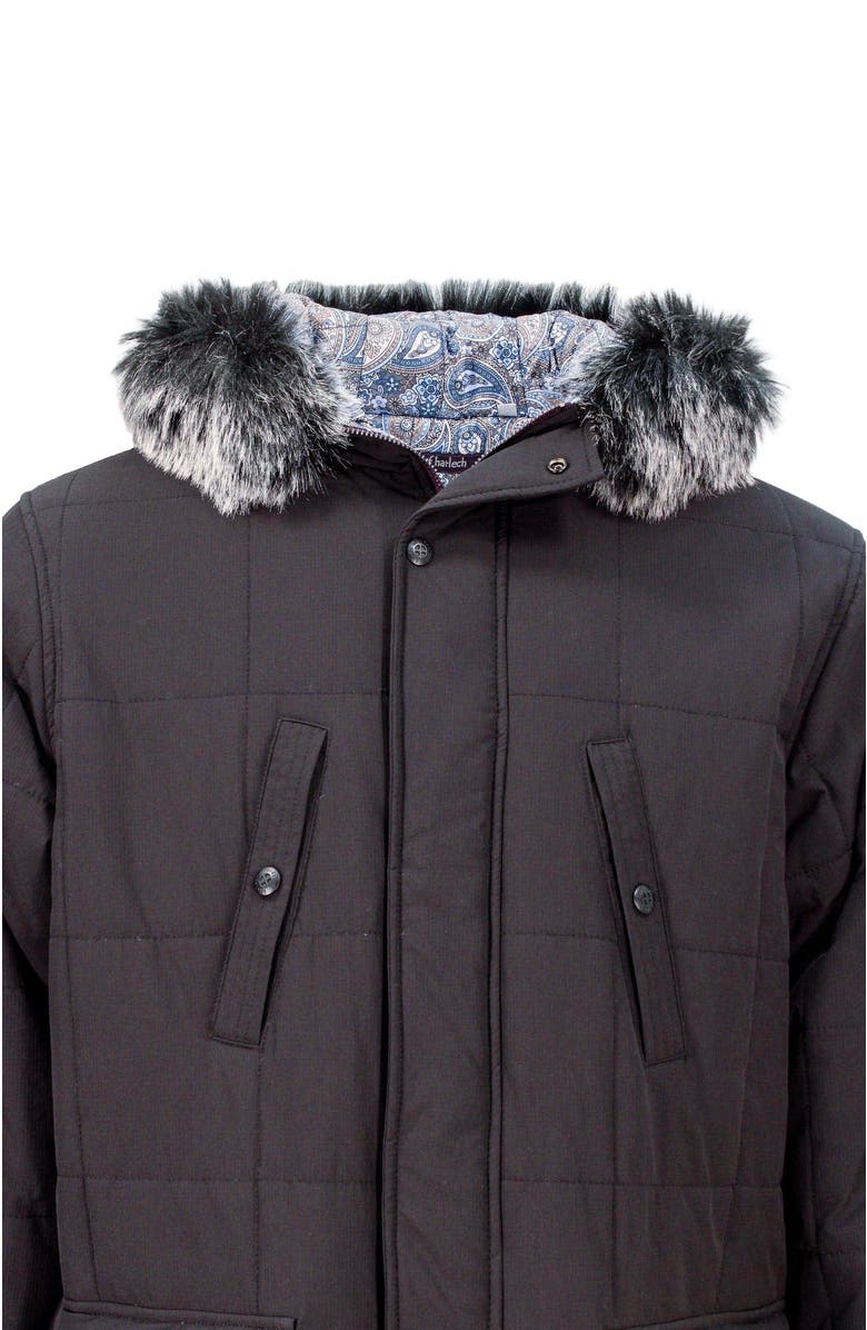 Lords of Harlech Duffy Quilted Ripstop Parka Jacket, Alternate, color, Black