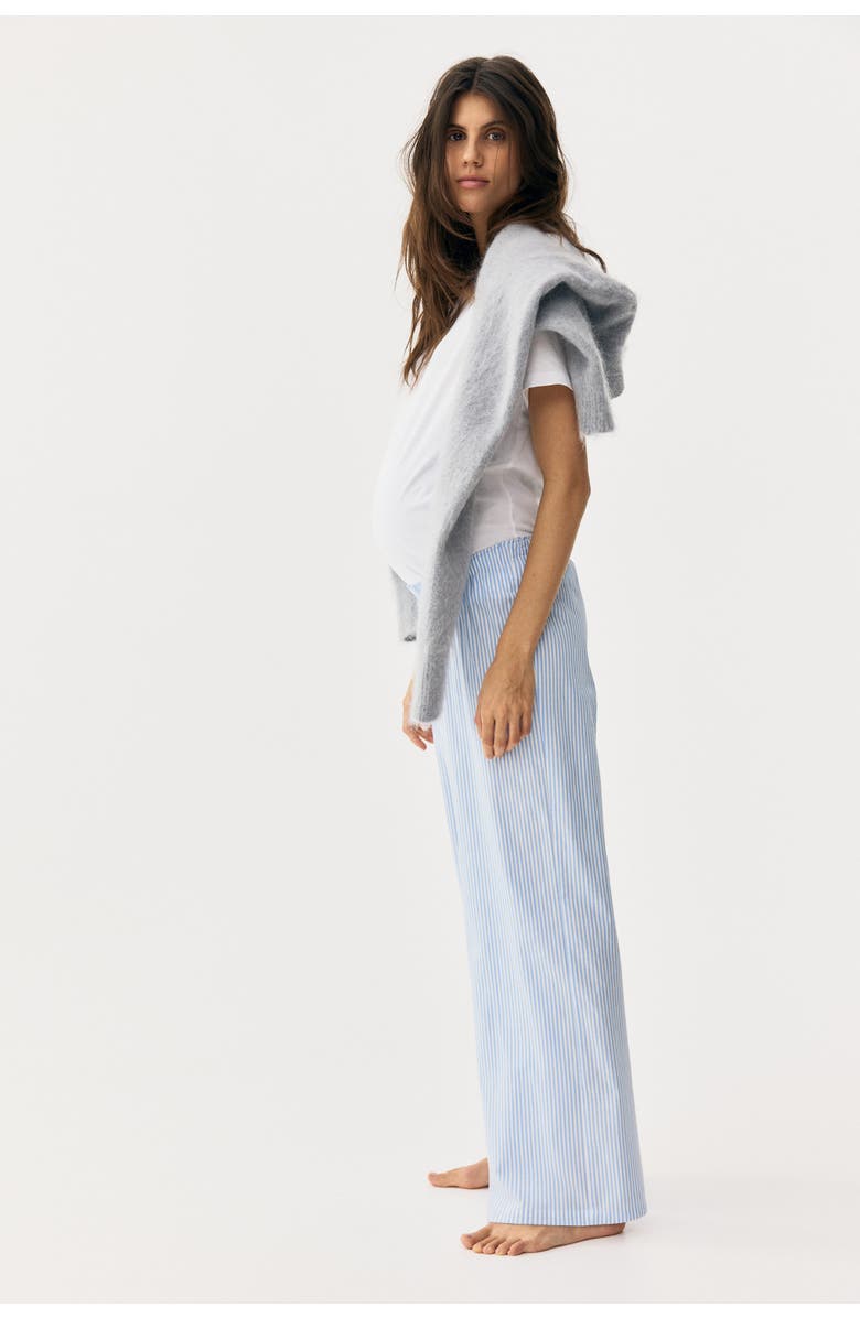 H&M Mama Cotton Pyjama Bottoms, Alternate, color, Light Blue/Striped