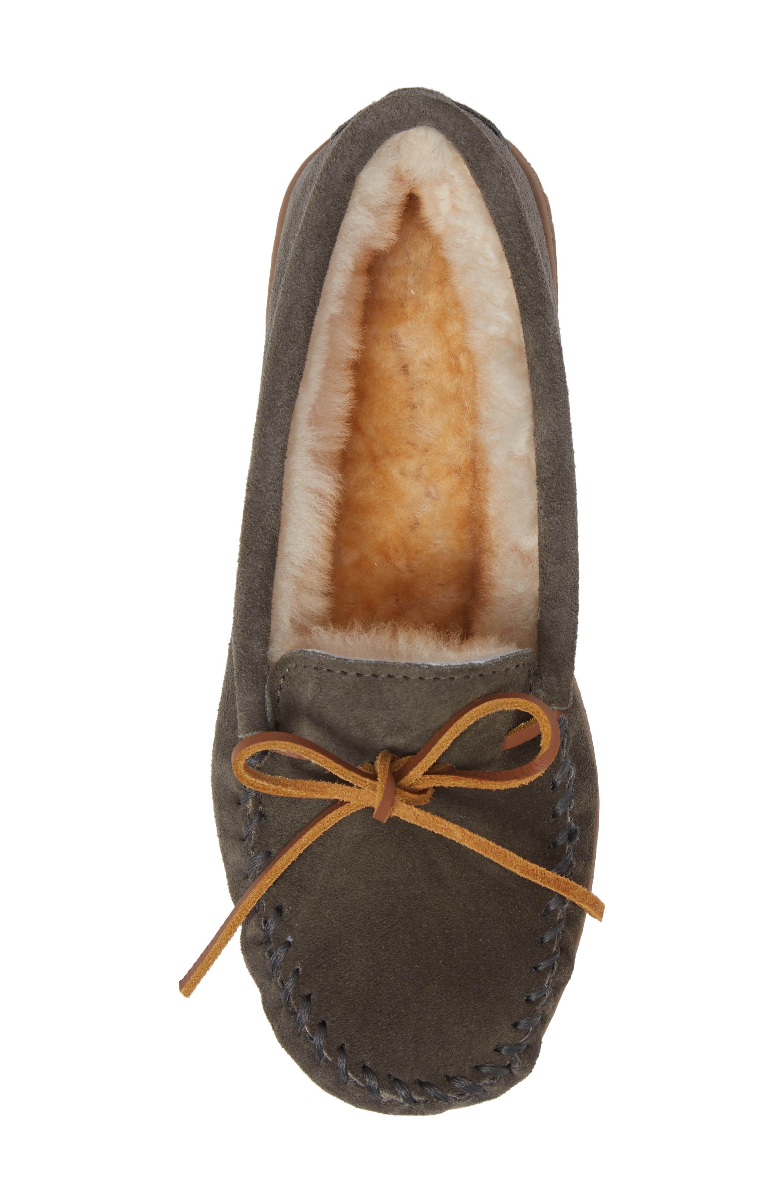 Minnetonka Genuine Shearling Hard Sole Indoor/Outdoor Slipper, Alternate, color, Grey