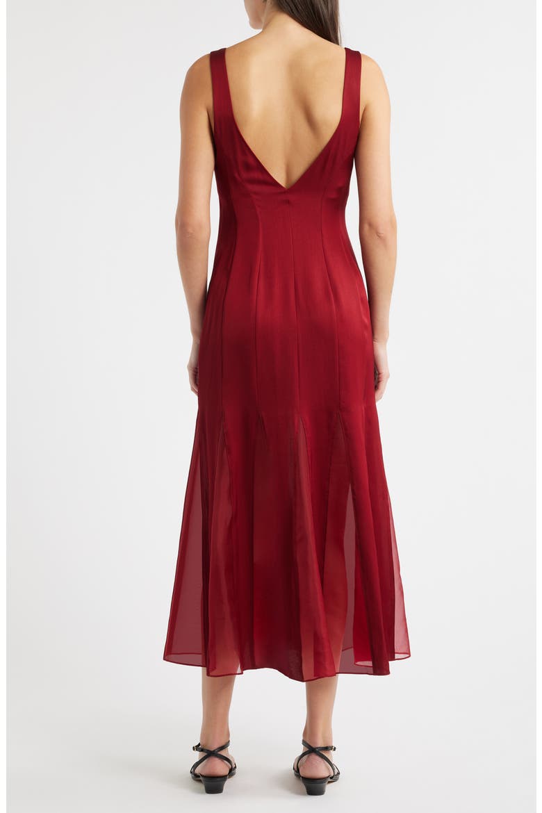 Sleeveless Godet Maxi Dress, Alternate, color, DEEP RUBY