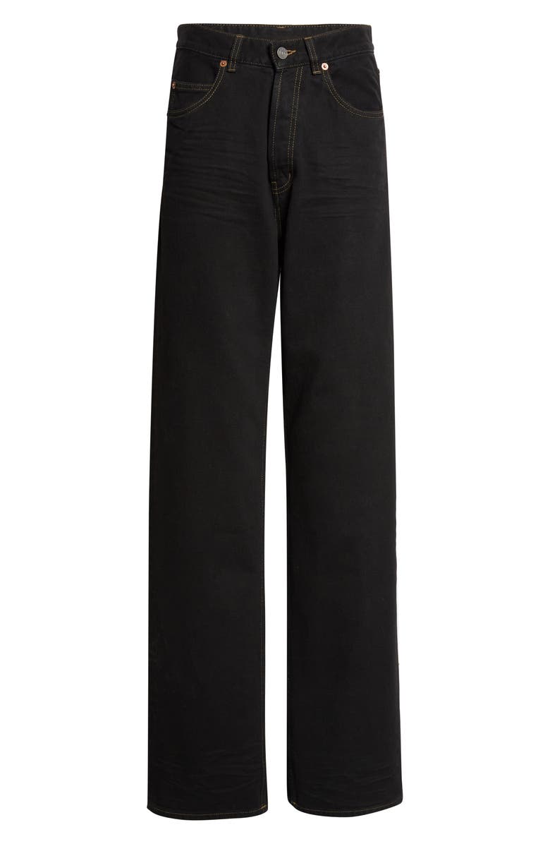 Saint Laurent High V-Waist Baggy Denim Wide Leg Jeans, Main, color, Deep Sea Black