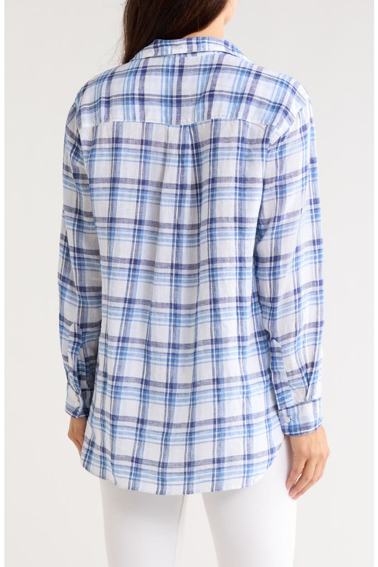 Joedy Plaid Cotton Boyfriend Button-Up Shirt, Alternate, color, WHITE BLUE PLAID