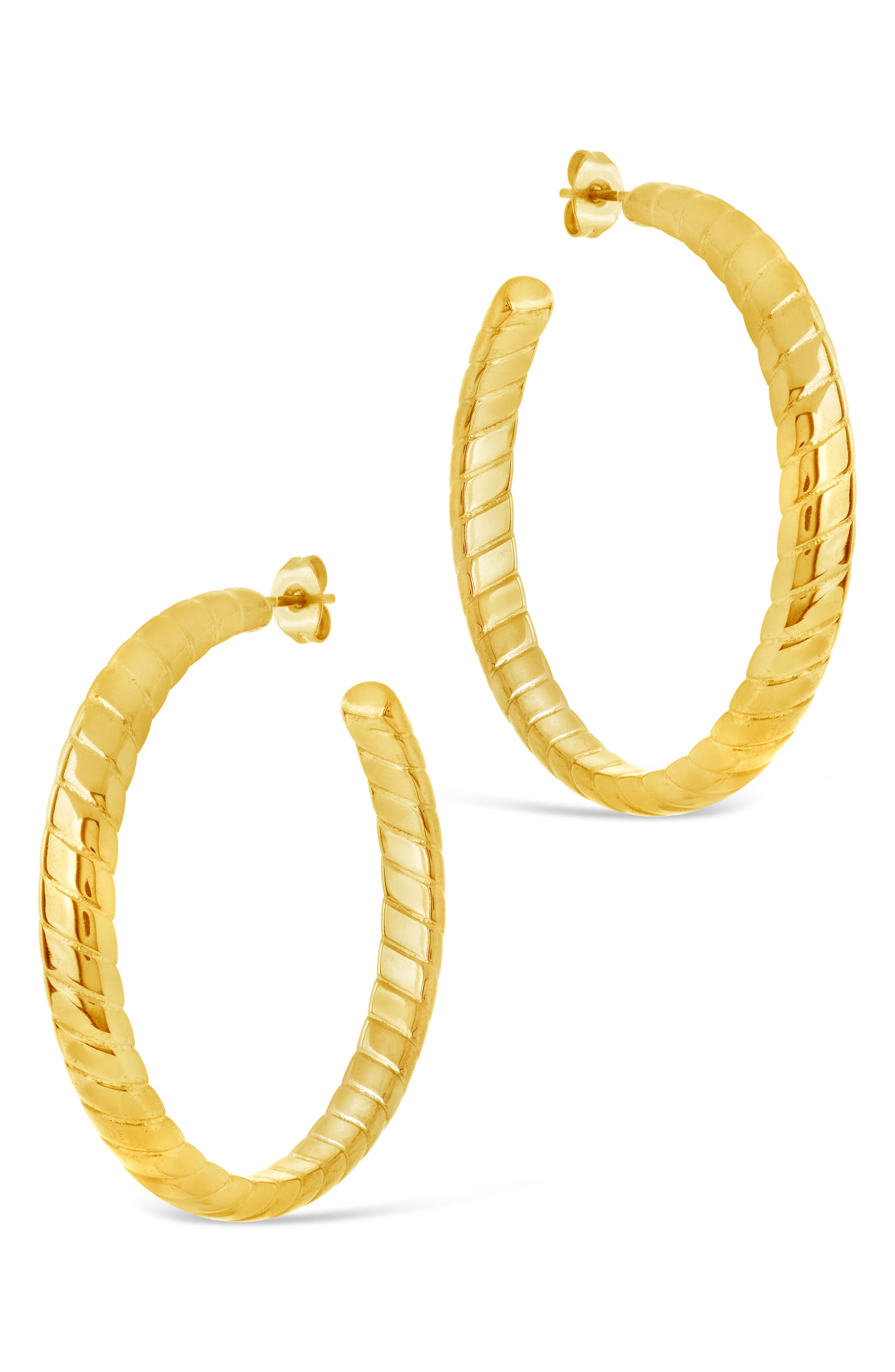 Sterling Forever Everly Textured Hoop Earrings