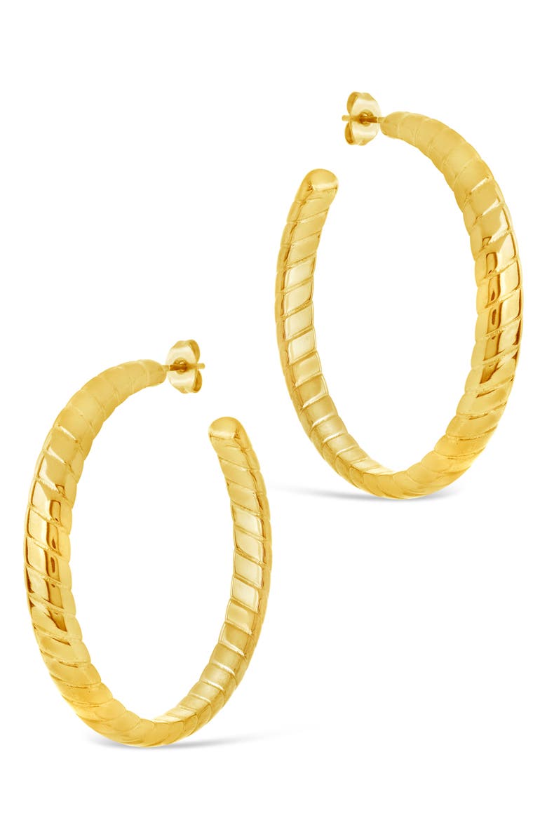 Sterling Forever Everly Textured Hoop Earrings, Main, color, Gold