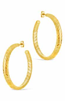 Sterling Forever Everly Textured Hoop Earrings