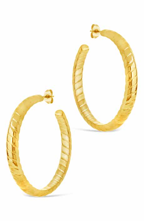 Sterling Forever Everly Textured Hoop Earrings