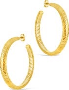 Sterling Forever Everly Textured Hoop Earrings