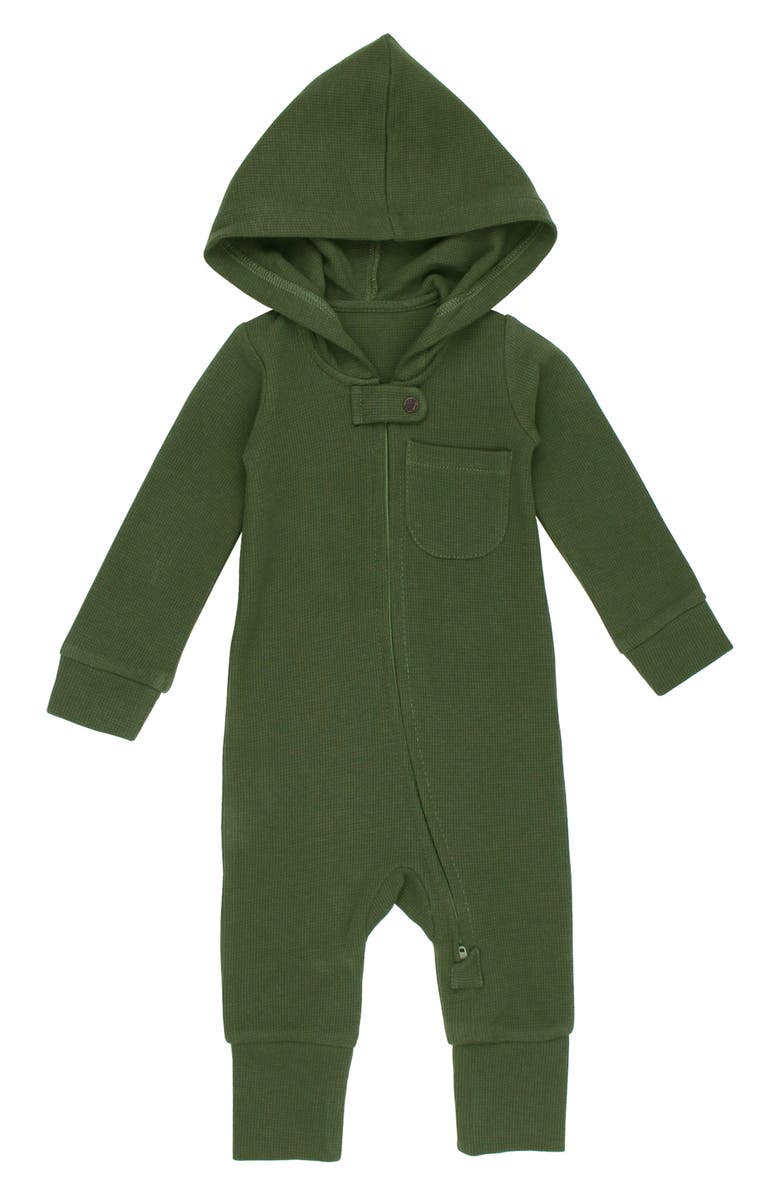 L'ovedbaby Hooded Thermal Organic Cotton Zip Footie, Main, color, Forest