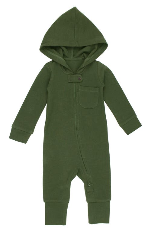 L'ovedbaby Hooded Thermal Organic Cotton Zip Footie In Green