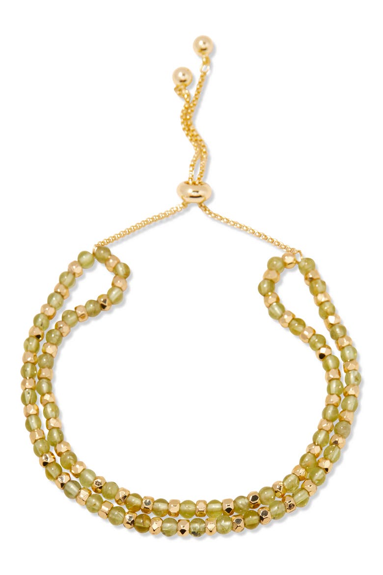 Evette Birthstone Beaded Slider Bracelet, Main, color, GOLD AUGUST