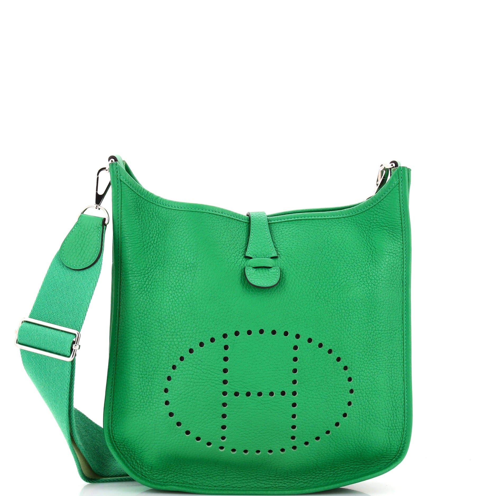 Pre-Owned Hermes Evelyne Bag Gen III Clemence PM, Main, color, Green