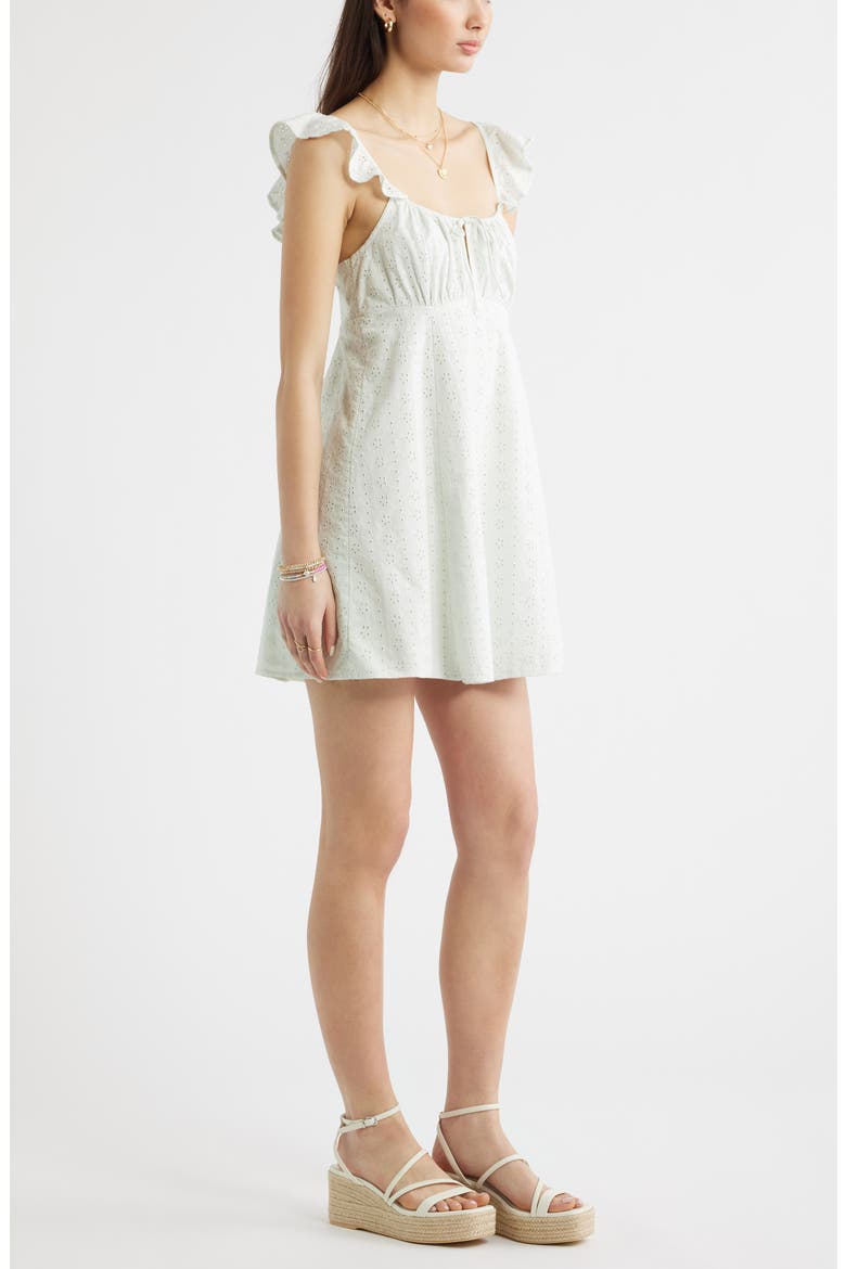 Cotton Eyelet Flutter Sleeve Minidress, Alternate, color, GREEN CLOUD