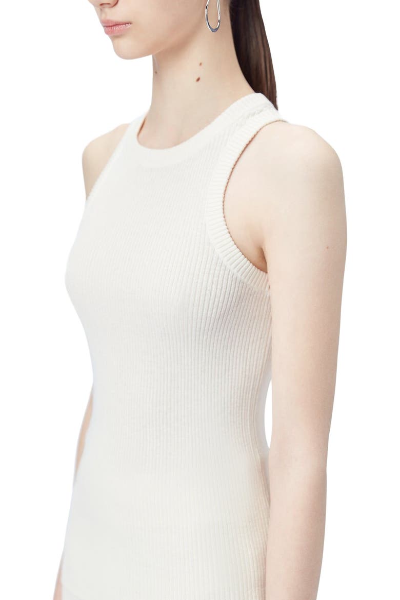 Ribbed Cotton Silk Cashmere Blend Tank Top, Alternate, color, whisper white