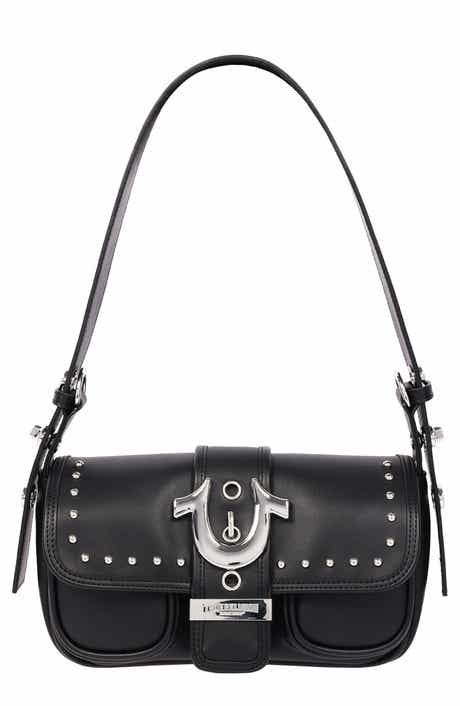 Smooth Moto Studded Faux Leather Shoulder Bag